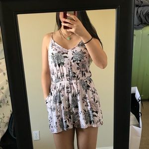 Pink floral romper